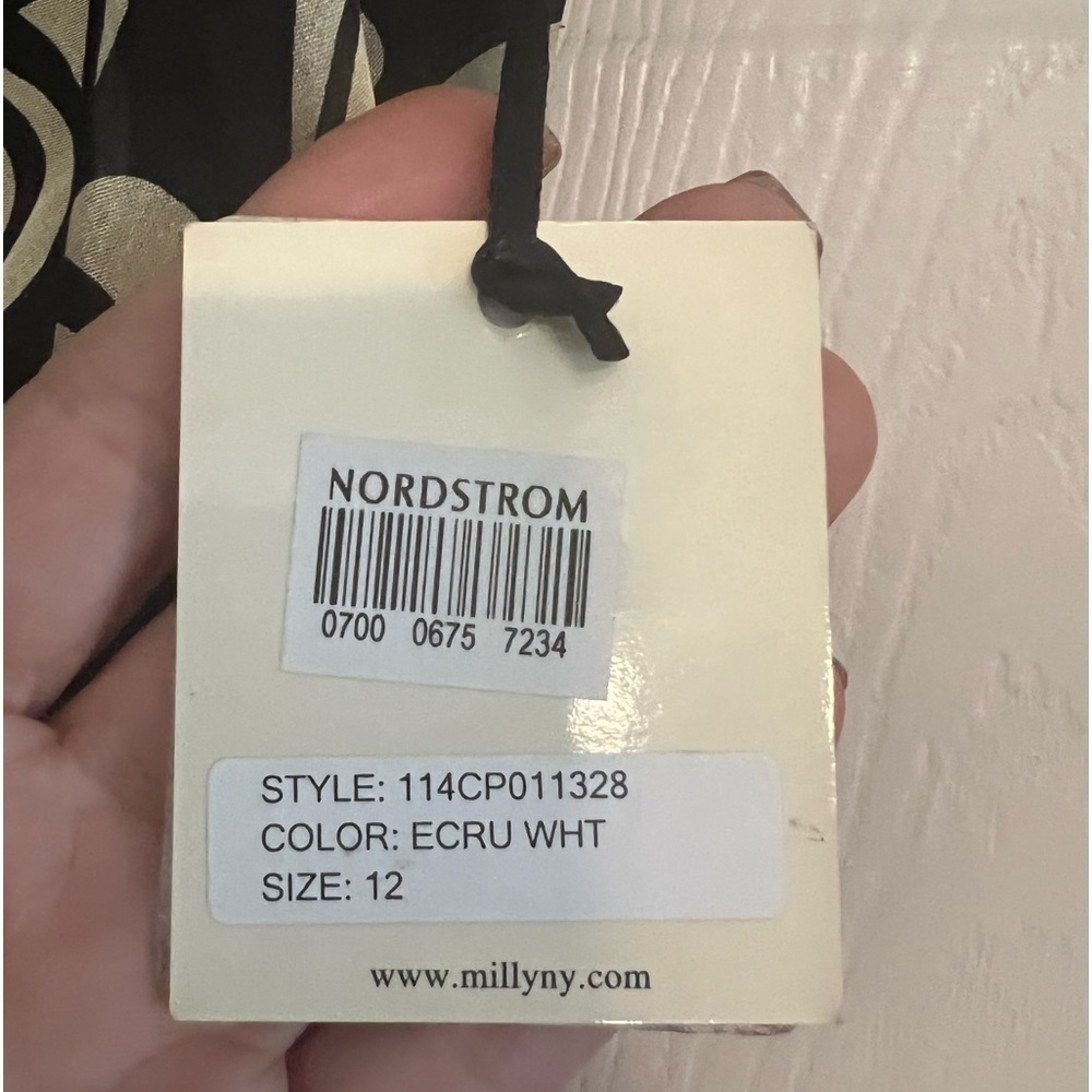 MILLY 100% Silk Dress from Nordstrom in Black/Beige Size 12 NWT - Picture 9 of 12